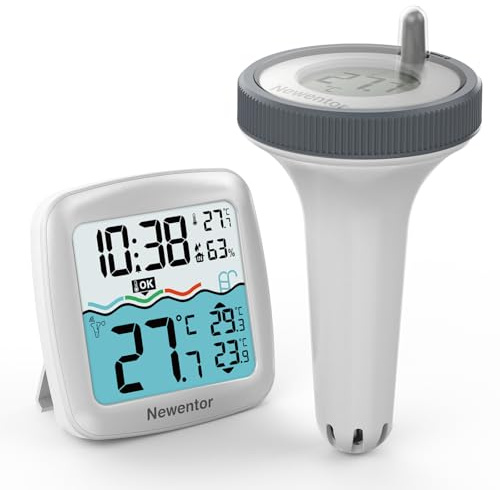 Newentor Poolthermometer Funk Digital mit DCF-Uhr