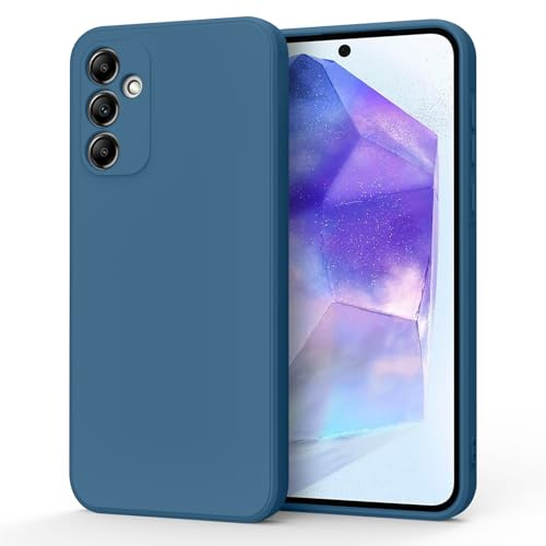 WOOZ Case for Samsung Galaxy A55 5G Phone Case, Slim Liquid Silicone Full Covered Soft Gel Rubber Cover Navy Blue