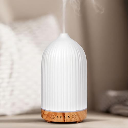 Diffuser ätherische Öle Diffusor 200ML, GuKKK Aromatherapie Duftdiffusor Raumduft Duftöldiffusoren Essential Oil Raumdiffuser Leise Einstellbar Raumdiffusor Klein RGB für Yoga Büro Weiß
