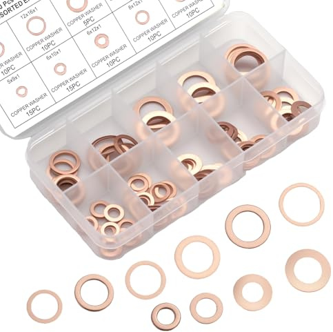 Joint Cuivre, 100 Pièces Joint Cuivre Vidange 8 Tailles Rondelle Vidange M5 à M20 Plat Rondelles pour Moteurs de Bateau et Voiture