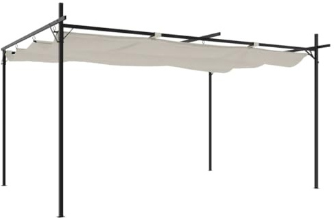 Kaorsrow Pergola avec toit ouvrant - 395 x 292 x 230 cm - Crème - Acier revêtu par pulvérisation et aluminium - Voile d'ombrage - Tonnelle de jardin d'extérieur pour balcon, terrasse, fêtes