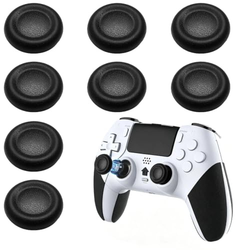 DAHAIHLAN Gommini Joystick per Controller PS5/PS4, 8 Pezzi | Resistenti All'usura, Design Antiscivolo con Incisione Laser, per Casa Torneo Uso Quotidiano (Nero)