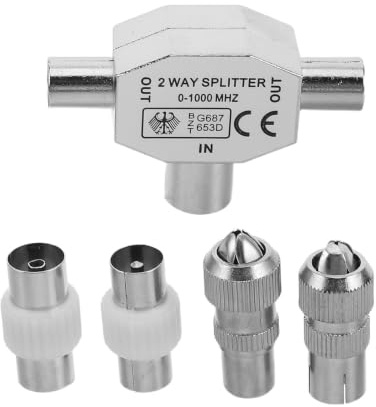 Luxshiny Tv Antenna Splitter 3-way Signal Distributor with Zinc Alloy and Pe Material 1-female to 2-male Coaxial Cable Splitter for Stable Transmission and Space Saving in Wall Mounted Tv