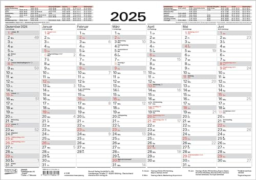 Tafelkalender A5 Stabil 2025: 14 Monate auf Vorder- und Rückseite I Dicker Karton I Ferientermine und Feiertage