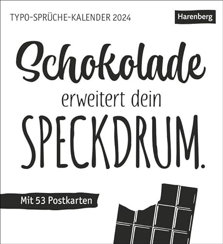 Typo-Sprüche-Kalender Postkartenkalender 2024. Wochenkalender mit originellen Sprüchen in Schwarz-weiß. Postkarten-Tischkalender mit 53 perforierten ... Verschicken: Wochenkalender mit 53 Postkarten