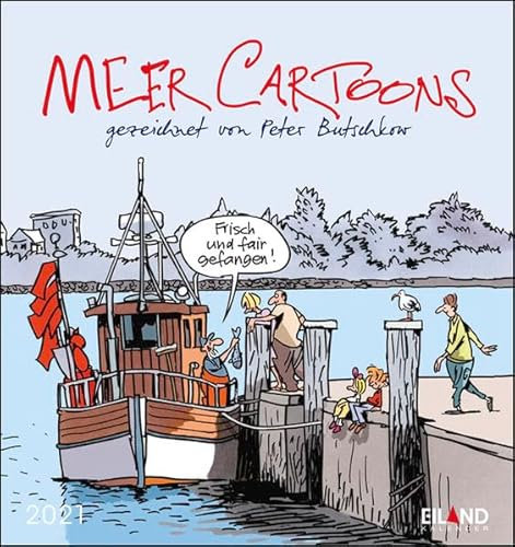Meer Cartoons Postkartenkalender 2021 - Kalender mit perforierten Postkarten - zum Aufstellen und Aufhängen - mit Monatskalendarium - Format 16 x 17 cm