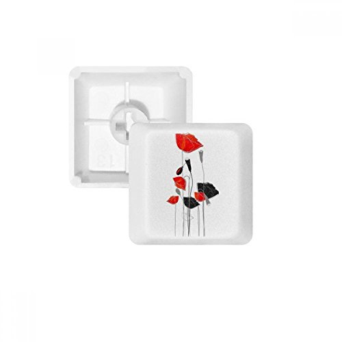 Rot Blumen Abstrakte Malerei Corn Poppy PBT Tastenkappen für Mechanische Tastatur weiß OEM-Nr. Markieren Print Mehrfarbig Mehrfarbig R3