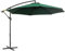 Outsunny 3(m) Garden Banana Parasol Hanging Cantilever Umbrella with Crank Handle, 8 Ribs and Cross Base for Outdoor, Sun Shade, Dark Green