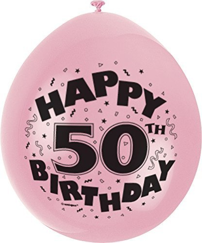 A Year to Celebrate-50, 50th Birthday Party Happy Birthday Printed Balloons 12inches (Multi Colour) pack of 10