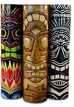 Kinaree Tiki - Totempfahl Skulptur - Schnitzerei aus Albesia Holz - 60-65cm große Statue eines polynesischen Totem