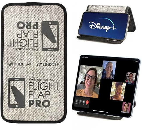 Flight Flap Phone Airplane Phone Holder, Foldable Cell Phone Stand Desk – Flexible Tablet and iPhone Holder for Bed, Desk, Office, Treadmill – Mobile Stand Phone Accessories, Plane Travel Essentials
