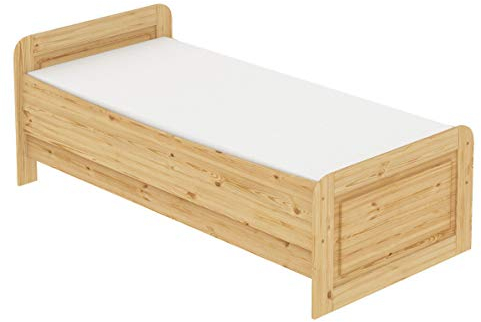 Erst-Holz Seniorenbett extra hoch 90x200 Einzelbett mit Rollrost + Matratze Massivholz Kiefer Bett 60.42-09FLM