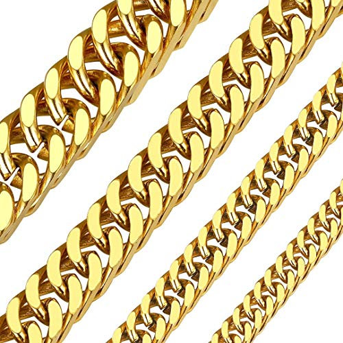 ChainsHouse Goldene Kette Herren Edelstahl Halskette 7mm Miami Kette 71cm Männer Massiv Kubanische Kette Gold Panzerkette 7mm Glieder Halskette Gold Gliederkette Hip Hop Modeschmuck für Ehemann