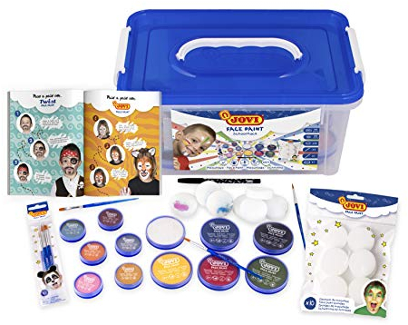 Jovi - Baúl de maquillaje facial y corporal infantil, Kit de 35 piezas, + de 12 colores en crema + complementos (177BS)
