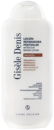GISÈLE DENIS - Aftersun Bronze +, 400 ml, Crema Cuerpo, Cuidado de la Piel, Loción Reparadora Postsolar, con Inositol, Caviar Verde, Urea y Manteca de Karité, Nutre, Hidrata y Repara la Piel