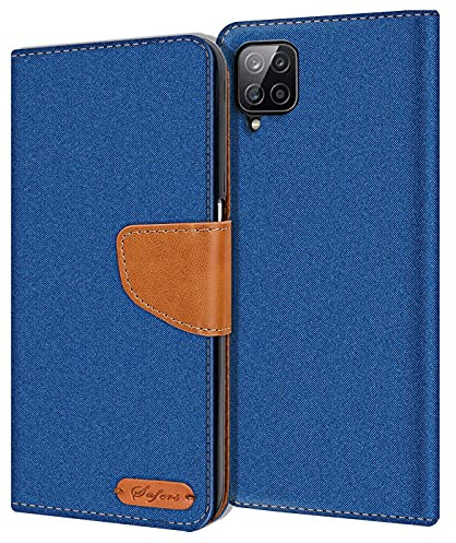 CoolGadget Handyhülle Stoff für Samsung Galaxy A12 / M12 Textil Wallet Case, Stoff-Design mit Magnetverschluss & Kartenfächern, kompatibel mit Samsung Galaxy A12 / M12 (6,5 Zoll), Blau