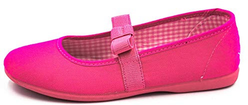 ANDREA RUIZ - manoletina de Tela con Lazo de Goma Elastica para niña Niñas Talla: 30 Color: Fuxia