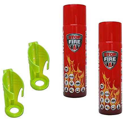 2X 500ml Premium Feuerlöschspray Auto Feuerlöscher Feuerlösch Spray inkl. Wandhalterung für Fettbrände Wohnung Camping Grillen