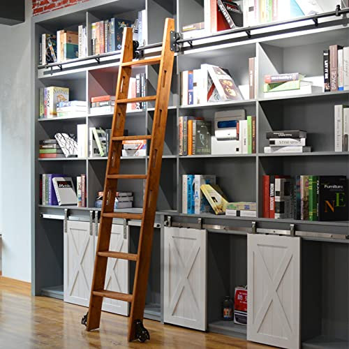 XFSHKJS 3.3ft- 20ft Rolling Ladder Hardware Kit, Library Sliding Roller Kit Track/Rail( No Ladder), Round Tube Mobile Track With Floor Wheels ( Size : 10ft/300cm )