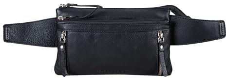 STILORD 'Skye' Fanny Pack Vintage Leather Large for Women Men Mobile Phone Belt Bag Travel Fanny Pack Multifunctional Festival Shoulder Bag, Colour:Black