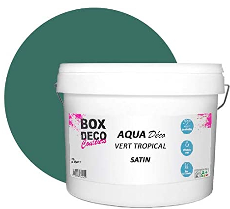 BOX DECO COULEURS Peinture murale acrylique aspect satin Aqua Déco - 10L, Vert Tropical