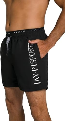 JP 1880 Herren Badehose, Beachwear, Elastikbund, Schwarz, 3XL EU