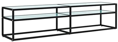 vidaXL Mobile Porta TV Marmo Bianco 180x40x40,5 cm in Vetro Temperato