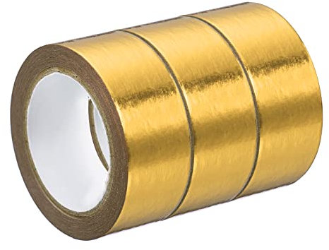 PATIKIL 15mm x 5m Metallizzato Washi Nastro, 3 Rotolo Copertura Lamina Adesivo Auto Adesivo per Fai da Te Arte Artigianato Avvolgimento Decorazione, Oro