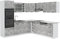 Vicco Eckküche R-Line, Küchenzeile in L-Form, Beton/Weiß, 237 x 247 cm ohne Arbeitsplatte