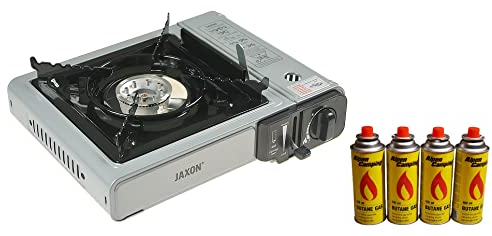 Réchaud à gaz portable JAXON AK-KU104 + valise + 4 cartouches de gaz Réchaud de camping