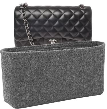 Lckaey Geldbörsen-Organizer-Einsatz für klassische Jumbo-Klapptaschen-Einsatz – hochwertiger Handtaschen-Filz-Organizer 2009lightgray-L