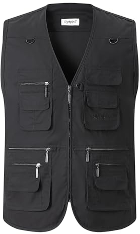 Luckyone Herren Sommer Outdoor Weste Hundeweste mit Vielen Taschen Multifunktionsweste Für Jagd Angeln Camping Ärmellos Jacke Fotografie Wandern Weste