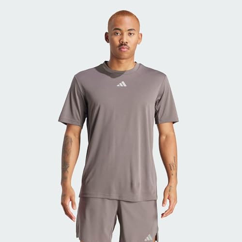 adidas Men's HIIT Workout 3-Stripes Tee, Charcoal, S