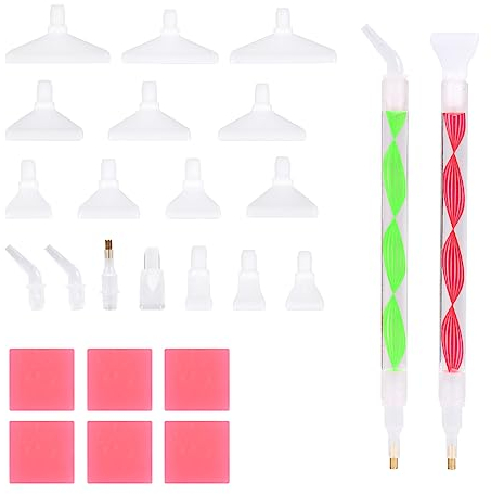 25 Stück Diamond Painting Stifte Set, Diamond Painting Zubehör Stift Komfortgriff Ergonomisch Diamond Painting Stift für Diamantmalerei-Hobby (Rot, Grün)