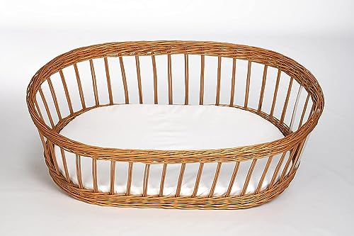 Mionido Spannbettlaken Einzelpack 75 x 40 cm Weiß | Matratzen-Bezug für ovale Matratze | 100% Baumwolle | Bezug für Matratzen im Stubenwagen & Kinderwagen | 100% in Deutschland gefertigt