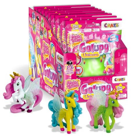 CRAZE Magic Slime FOILBAG | Schleim Kinder Komplettes Thekendisplay mit 18 Beuteln, Slime Set mit Glitzer & Galupy Figur Überraschung, 18x 75ml
