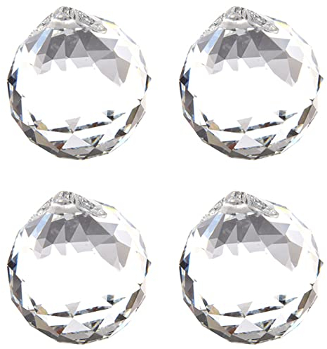 LLKOZN 4 bolas decorativas de cristal facetado de 40 mm (transparente)