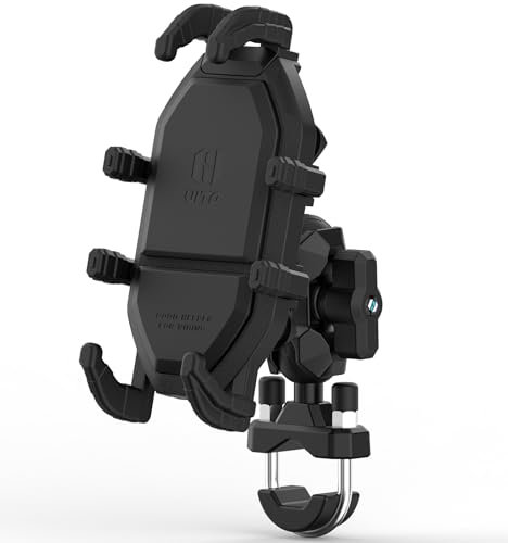 Jitehsha Support de Téléphone pour Moto Amortisseur de Vibrations, Support Antichoc avec Design Antivol & Base Sphérique de 2,5 cm, pour Téléphones de 4.0-7,2, Convient aux Guidons de 0,5-1,3