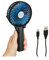 Relaxdays Puerto Ventilador de Mano, 3 Velocidades, Batería Recargable con Conexión USB, de Bolsillo, Plegable, Negro y Azul, Acero Inoxidable, 20,5 x 10,5 x 4 cm