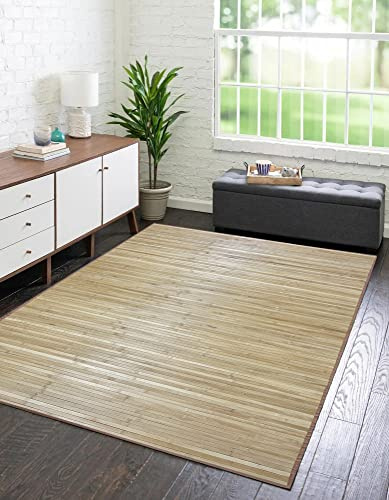 IlGruppone Tappeto Arredo In Vero Bamboo Naturale Grande a Listelli Bordato Bambù Soggiorno Cucina Salotto Listello Legno - Oro - 140x200cm