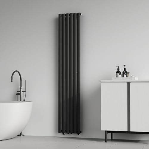 [neu.haus] Termosifone da Parete Radiatore Design Riscaldamento ad Acqua Calda Termoarredo a Pannello Singolo con Elementi Tubolari 180 x 36 cm - Nero