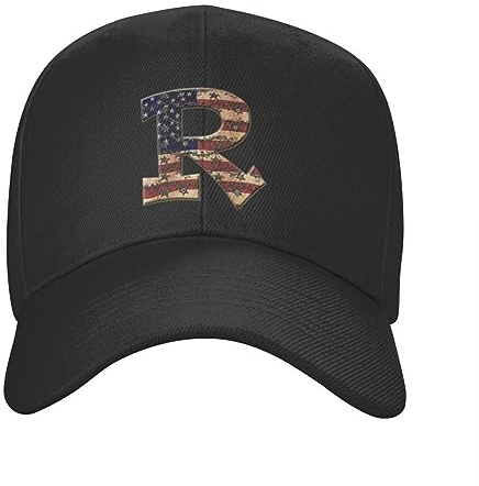 YILILK Bedruckte Baseballmütze aus gewaschener Baumwolle Benutzerdefinierte Buchstaben-R-Baseballkappe für Männer Frauen Verstellbar n Flagge Papa Hut Streetwear Unisex Hut Geschenk