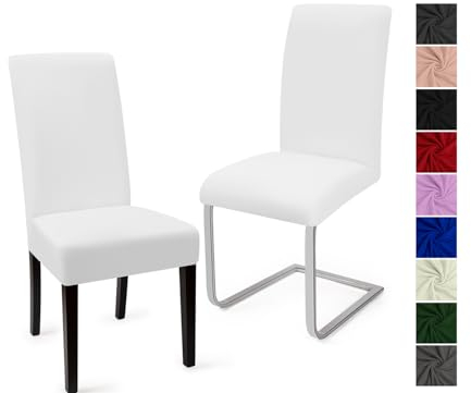 Stuhlhussen 2er Set Stuhlbezüge Moderne Stretch Stuhlhussen Universal Husse Abnehmbare Stuhlbezug Waschbarer Abdeckung Esszimmer Dekoration Spannbezug,für Hotel und Hochzeit Partys(2er Set, Weiß)-C