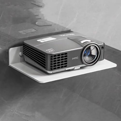 Floating shelf for projector,Projector wall mount - Holds up to DVD Component Shelf - Perfect for Projector, WiFi Router, Game Console and Cable Box, Speaker Wall Mount (White)