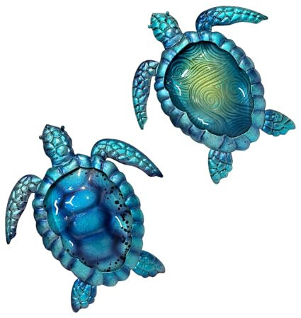 Liffy Metall Seepferdchen Wanddekoration Ozean Glas Kunst im Freien hängen Strand Dekoration blau Meer Leben Skulptur für Terrasse, Veranda, Zaun, Badezimmer (Blau/Grün)