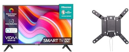 Hisense 32 HD 32E43KT, Smart TV VIDAA U6, Game Mode, Controlli vocali Alexa & Amazon Basics, Supporto a parete per TV inclinabile, si adatta a da 12 pollici a 40 pollici