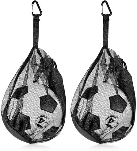 Partideal Ballnetz Ballsack,2 Stück Fußball Meshbag,Basketball Netz Tasche,Tragbare Ballnetz,Mehrzweck Sport Netztasche für Fußball Tennis Basketbällen Volleybällen