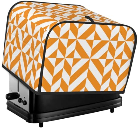 Toaster Cover, 4 Slice Toasters Dust Cover Bread Maker Cover Toaster Oven Cover, Burnt Orange Geometric Deco Cube