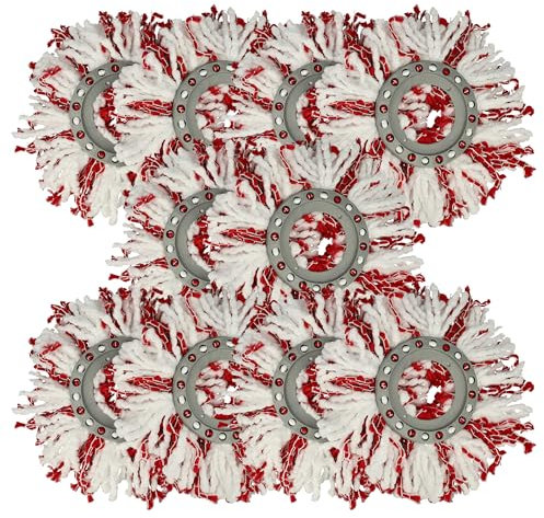 vhbw 10 x Mop Covers Compatible with Leifheit Clean Twist Mop Ergo, Combi Mop Mop - Replacement Head, Microfibre, Red / White