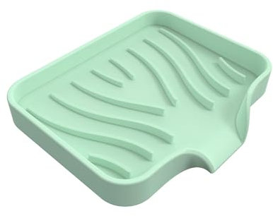 Porte-savon en silicone avec écoulement - Vert menthe - Porte-savon pour salle de bain, cuisine, douche (menthe)